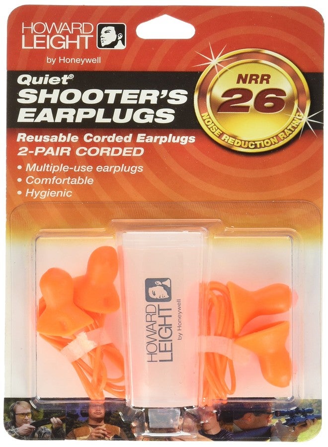 Howard Leight by Honeywell Quiet Corded Reusable Shooting Earplugs, 2-Pairs (R-01522) , Orange - Image 1
